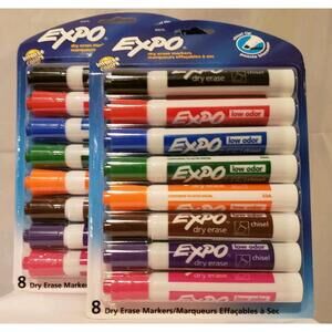 Expo Dry Erase Markers with Chisel Tip 16 Markers (2 Packs of 8) Low Odor